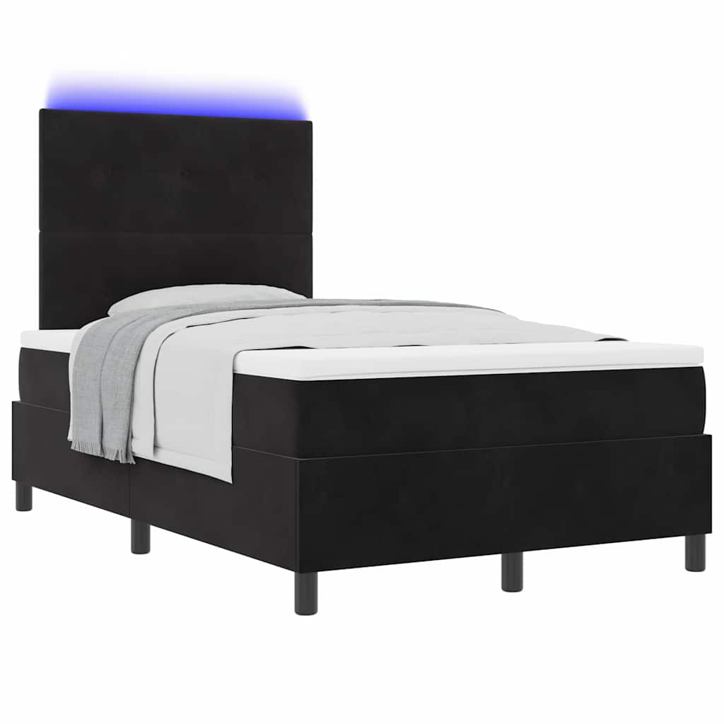 vidaXL LED Κρεβάτι με βάθρο με κεφαλάρι Μαύρο 120 x 190 cm Βελούδο