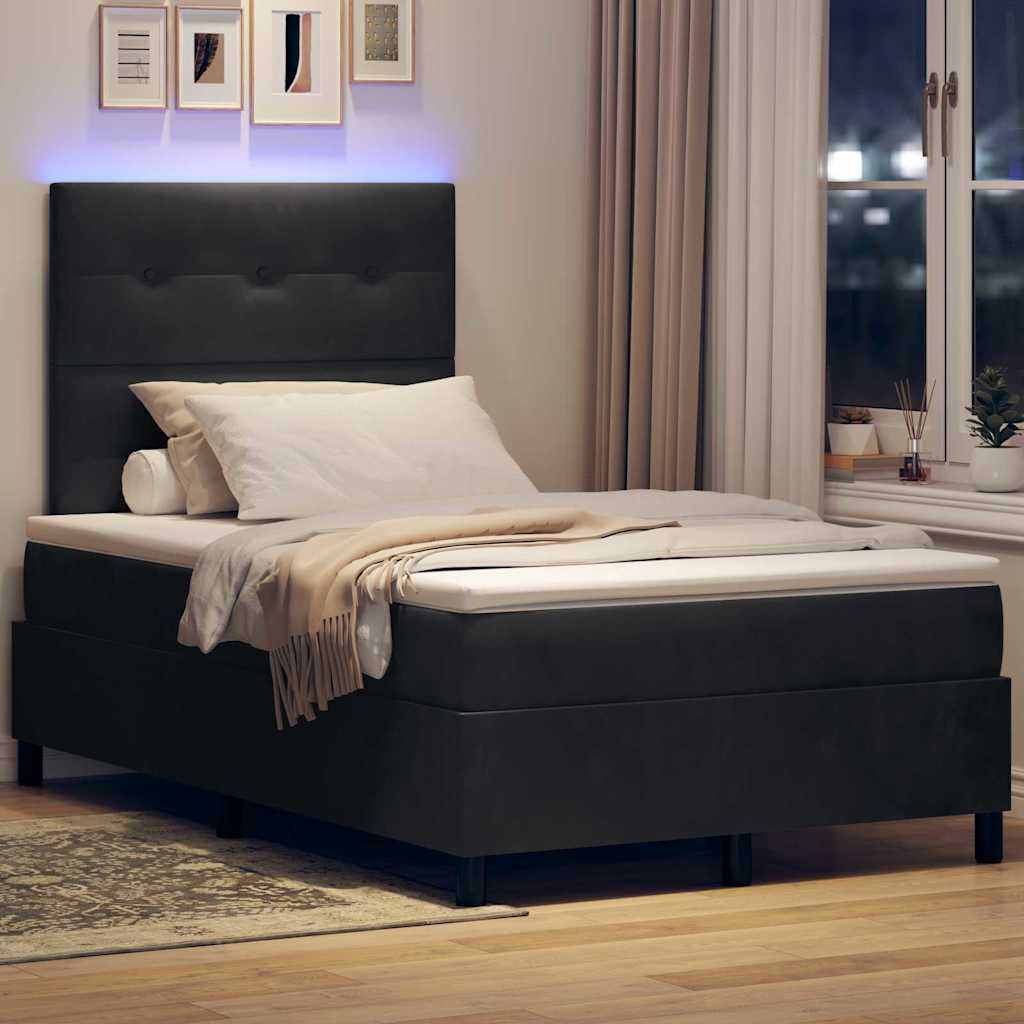 vidaXL LED Κρεβάτι με βάθρο με κεφαλάρι Μαύρο 120 x 200 cm Βελούδο