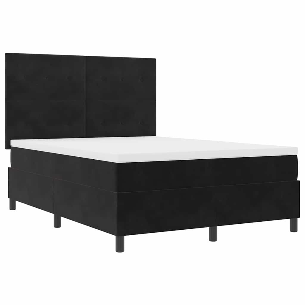 vidaXL LED Κρεβάτι με βάθρο με κεφαλάρι Μαύρο 160 x 200 cm Βελούδο