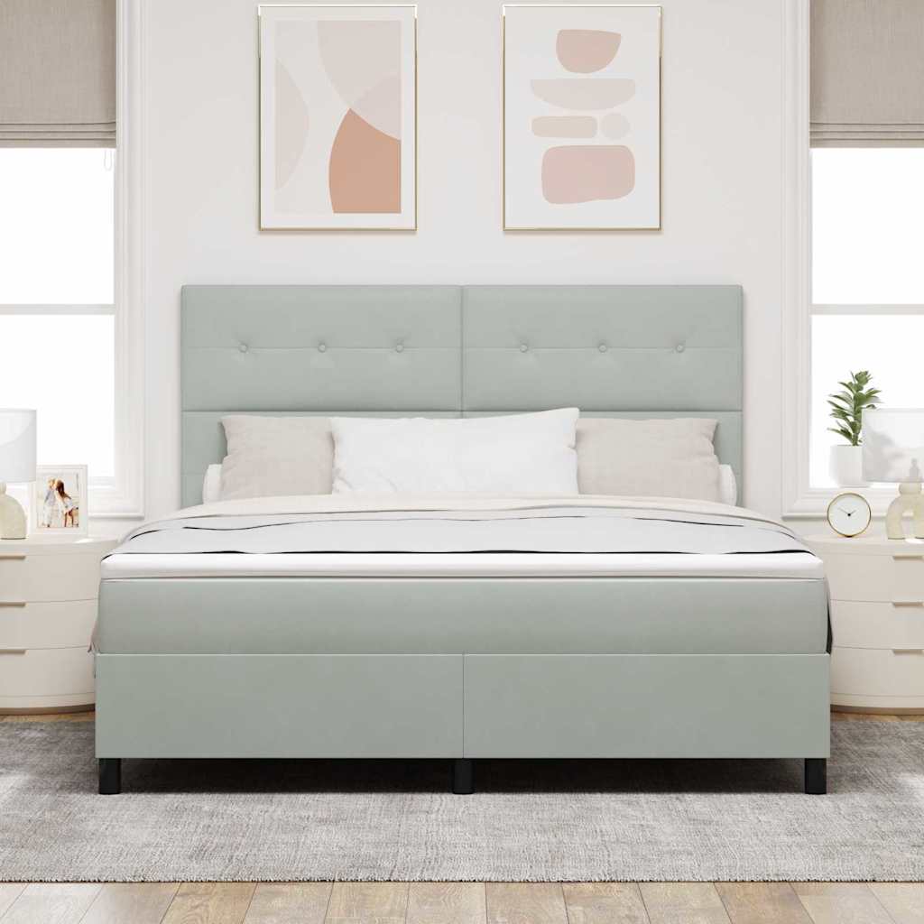 vidaXL LED Κρεβάτι με βάθρο με στρώμα Ανοιχτό γκρι 180 x 200 cm ύφασμα