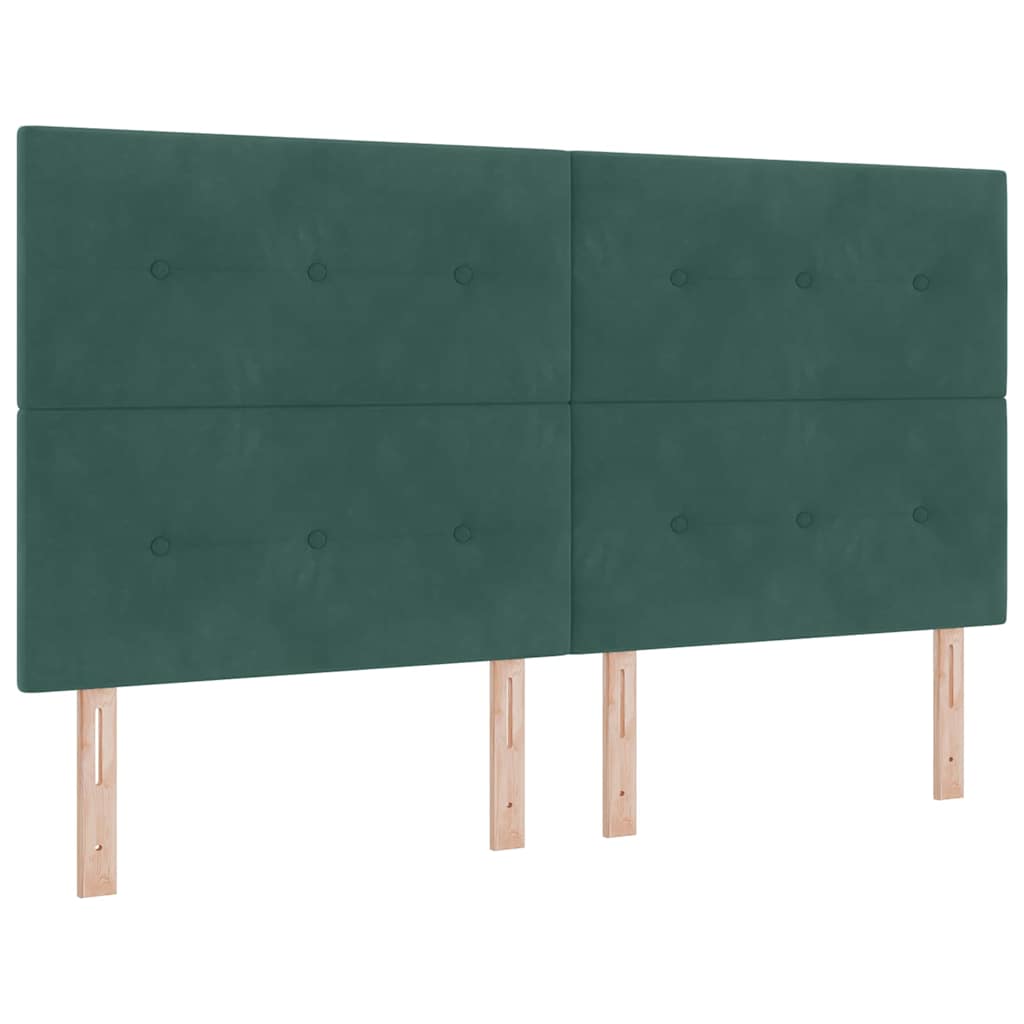 vidaXL LED Κρεβάτι με βάθρο Σκούρο Πράσινο 180 x 200 cm Βελούδο