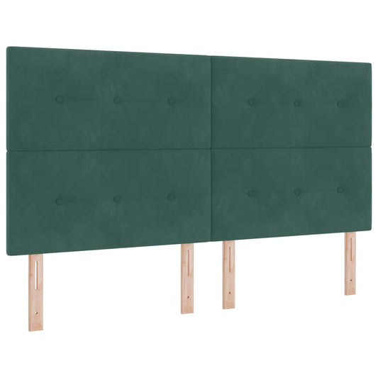 vidaXL LED Κρεβάτι με βάθρο Σκούρο Πράσινο 180 x 200 cm Βελούδο