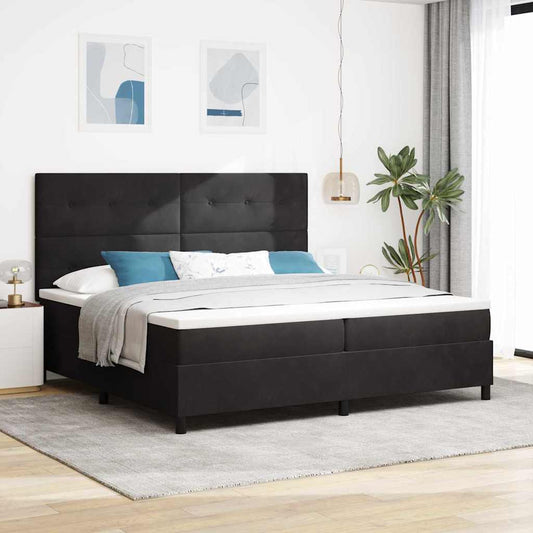 vidaXL LED Κρεβάτι με βάθρο με κεφαλάρι Μαύρο 200 x 200 cm Βελούδο