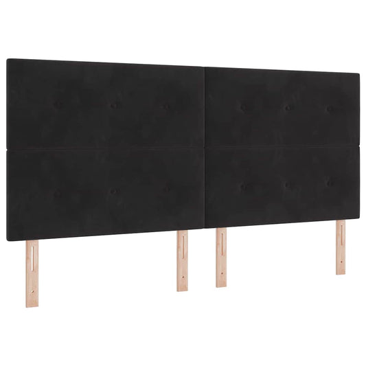 vidaXL LED Κρεβάτι με βάθρο με κεφαλάρι Μαύρο 200 x 200 cm Βελούδο