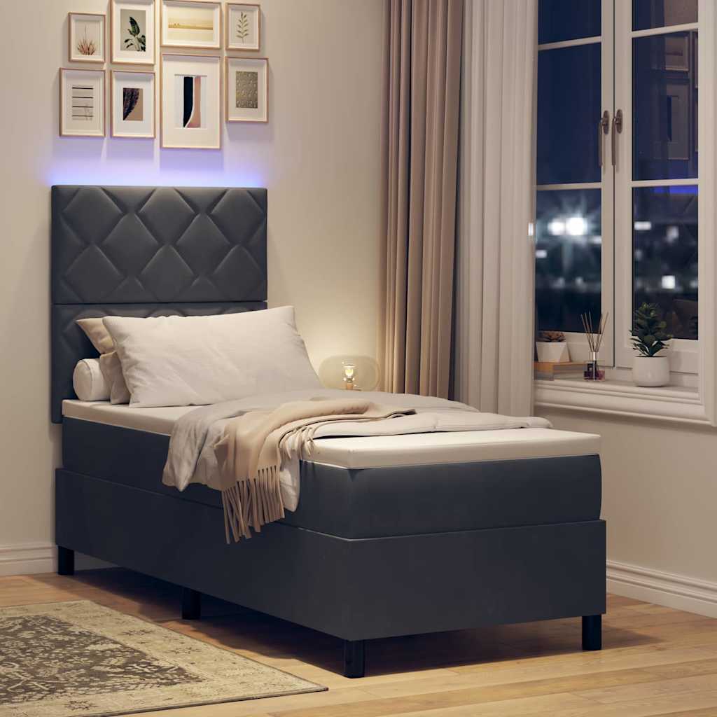 vidaXL LED Κρεβάτι με βάθρο Σκούρο Γκρι 80 x 200 cm Βελούδο