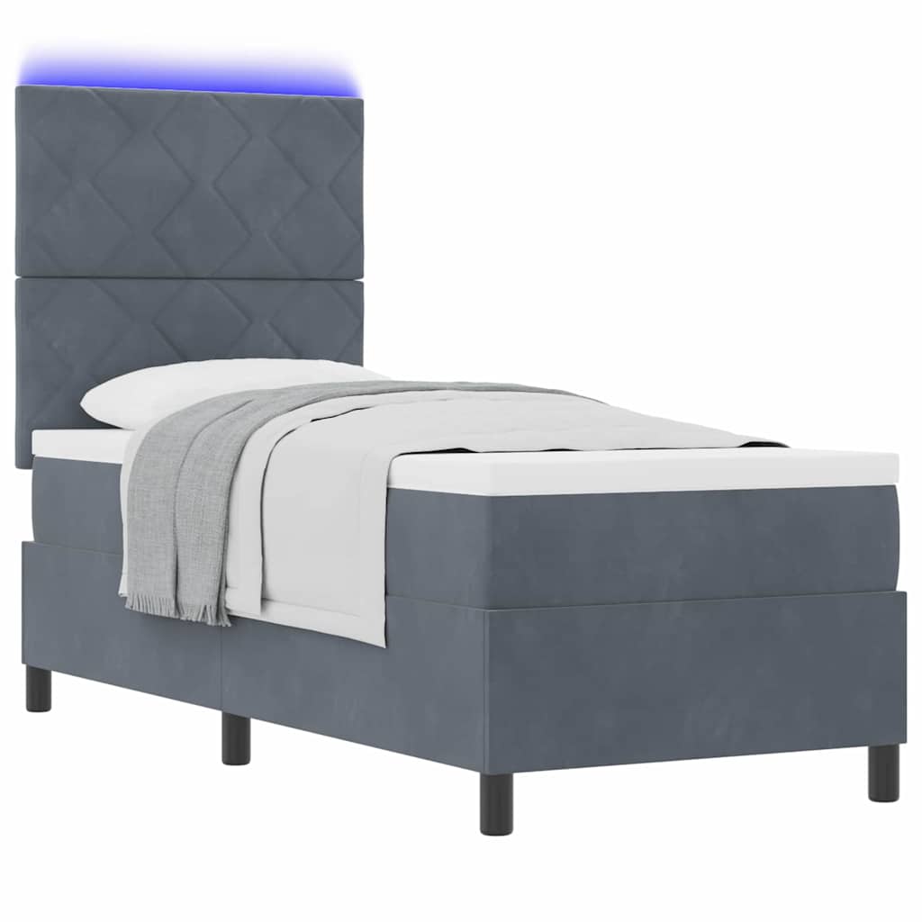vidaXL LED Κρεβάτι με βάθρο Σκούρο Γκρι 80 x 200 cm Βελούδο