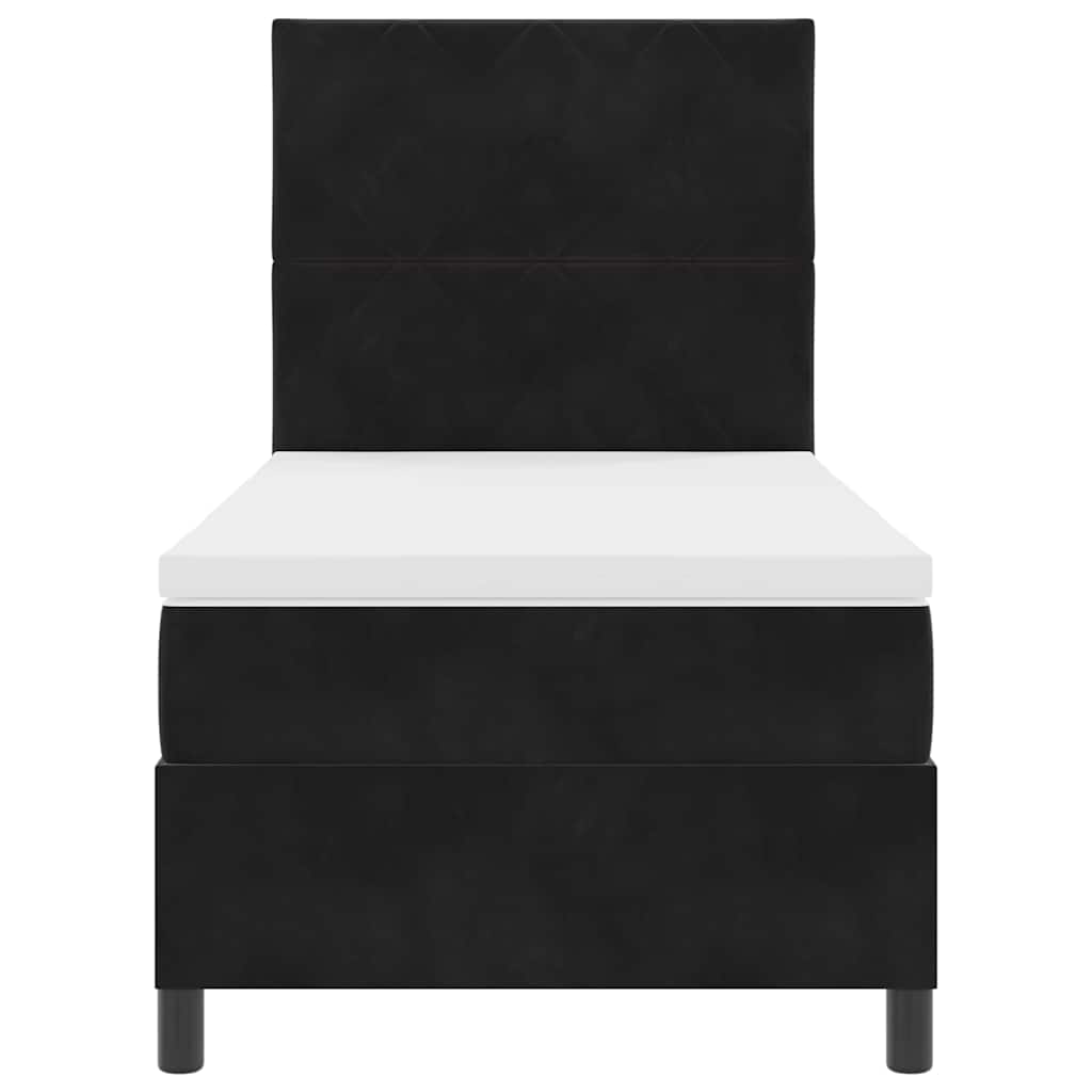vidaXL LED Κρεβάτι με βάθρο με κεφαλάρι Μαύρο 100 x 200 cm Βελούδο