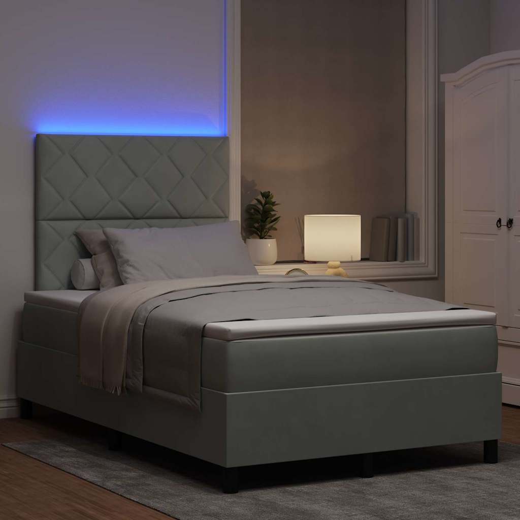 vidaXL LED Κρεβάτι με βάθρο Ανοιχτό γκρι 120 x 190 cm Βελούδο