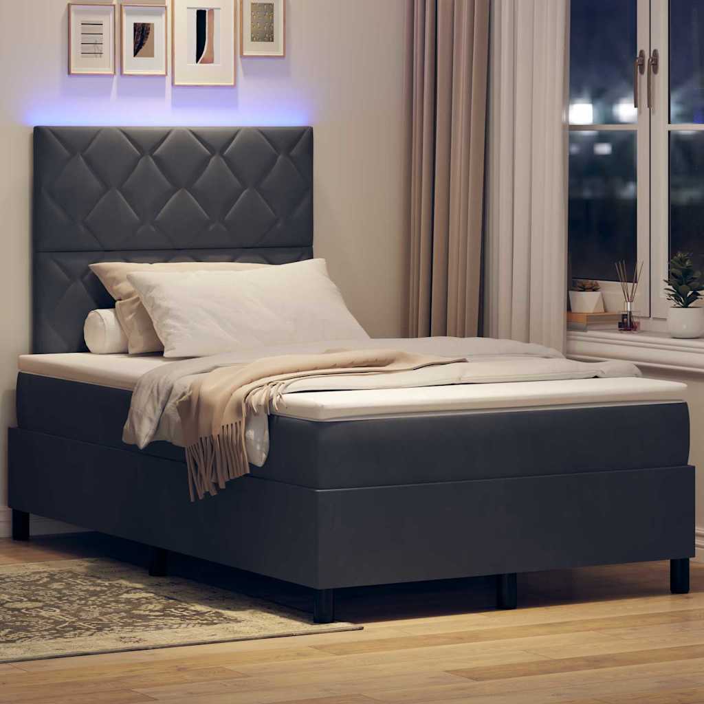 vidaXL LED Κρεβάτι με βάθρο Σκούρο Γκρι 120 x 190 cm Βελούδο