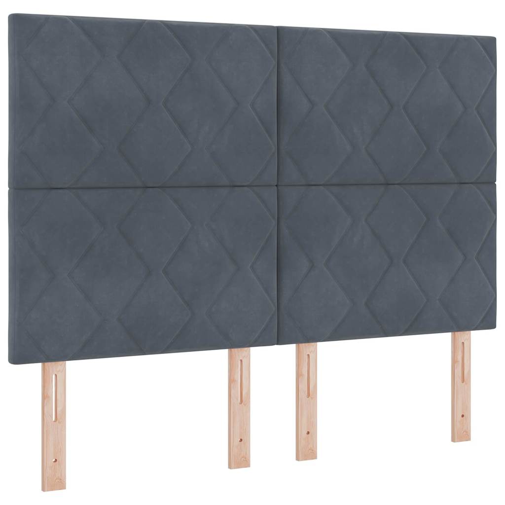 vidaXL LED Κρεβάτι με βάθρο Σκούρο Γκρι 160 x 200 cm Βελούδο