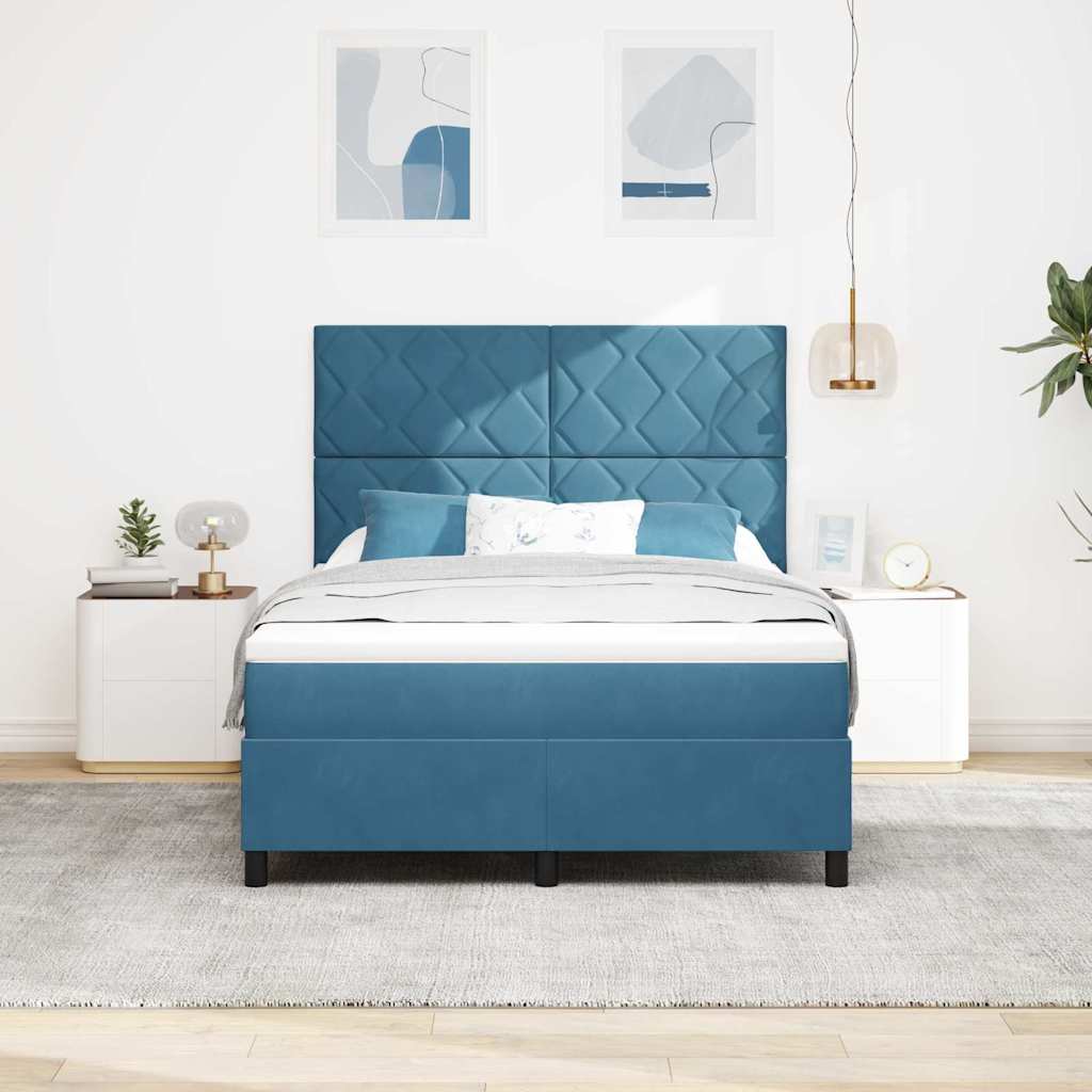 vidaXL LED Κρεβάτι με βάθρο Σκούρο Μπλε 160 x 200 cm Βελούδο