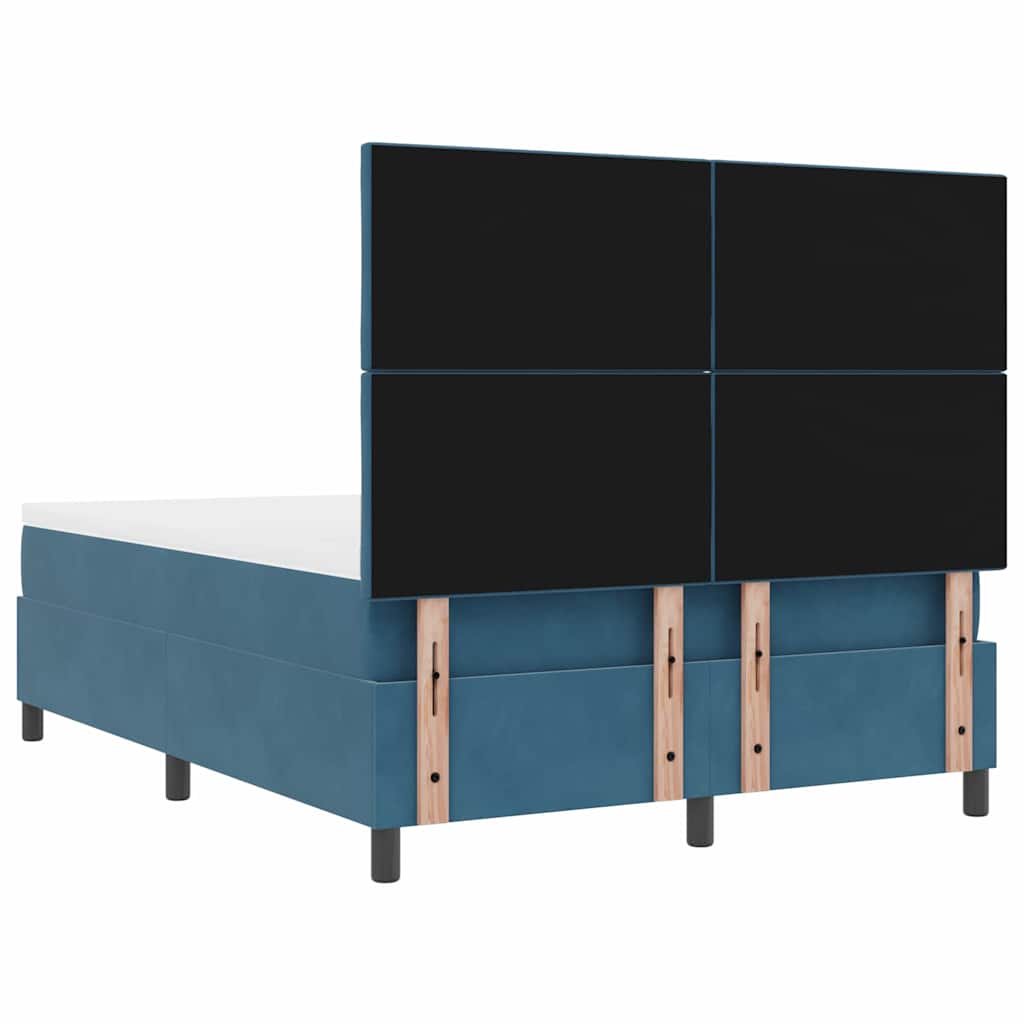 vidaXL LED Κρεβάτι με βάθρο Σκούρο Μπλε 160 x 200 cm Βελούδο