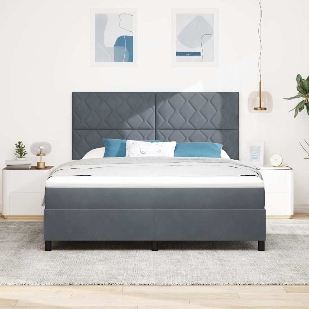 vidaXL LED Κρεβάτι με βάθρο Σκούρο Γκρι 180 x 200 cm Βελούδο