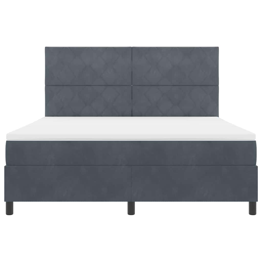 vidaXL LED Κρεβάτι με βάθρο Σκούρο Γκρι 180 x 200 cm Βελούδο
