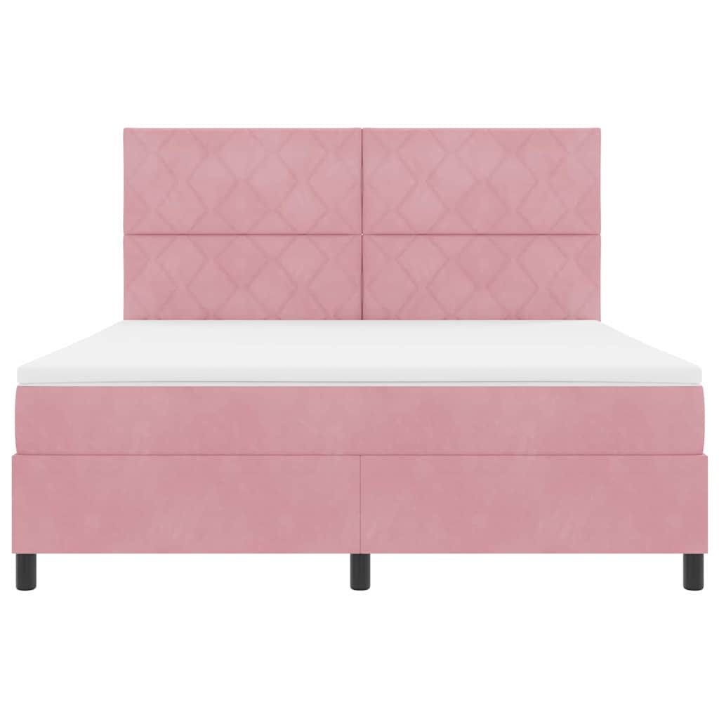 vidaXL LED Κρεβάτι με βάθρο με στρώμα Ροζ 180 x 200 cm ύφασμα