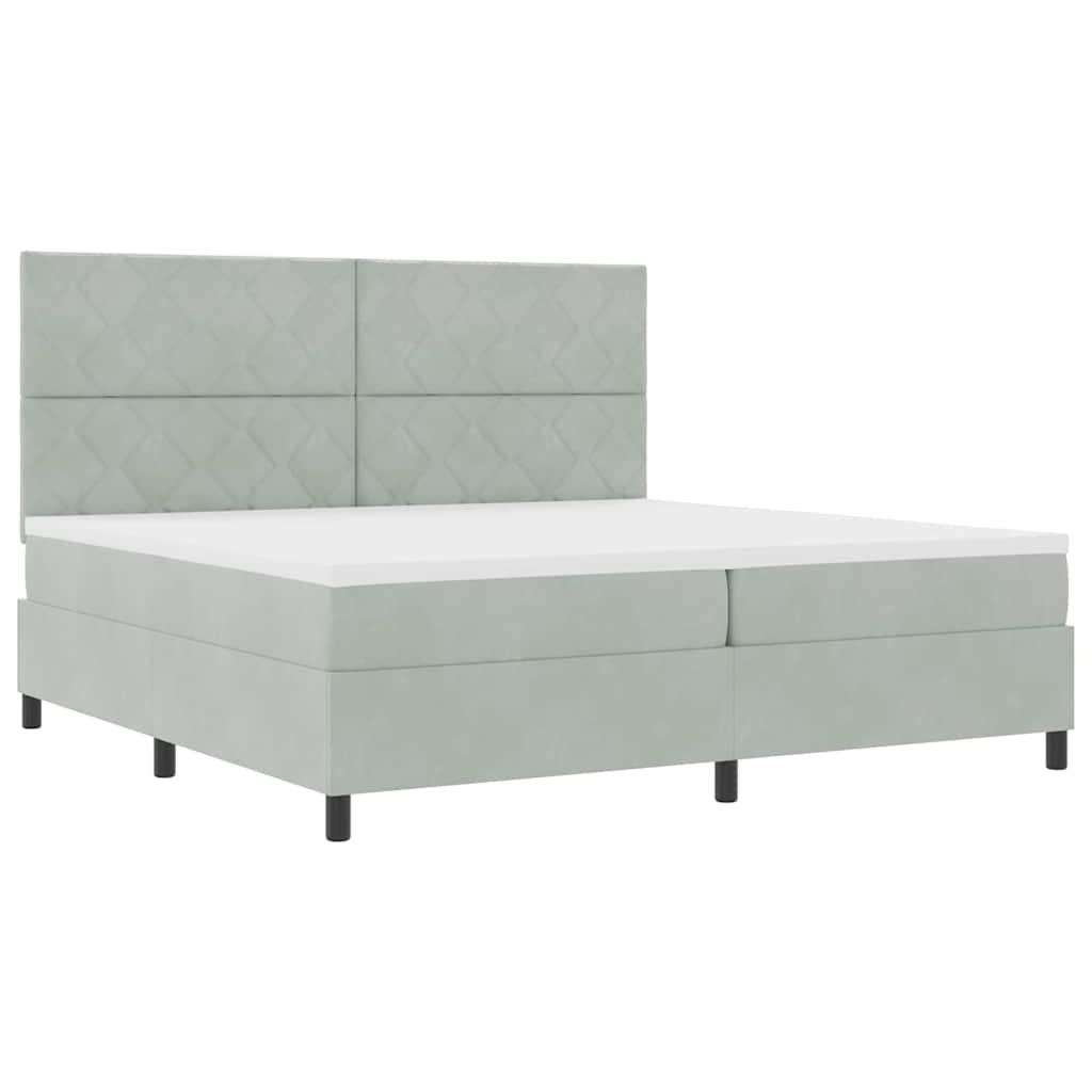 vidaXL LED Κρεβάτι με βάθρο Ανοιχτό γκρι 200 x 200 cm Βελούδο