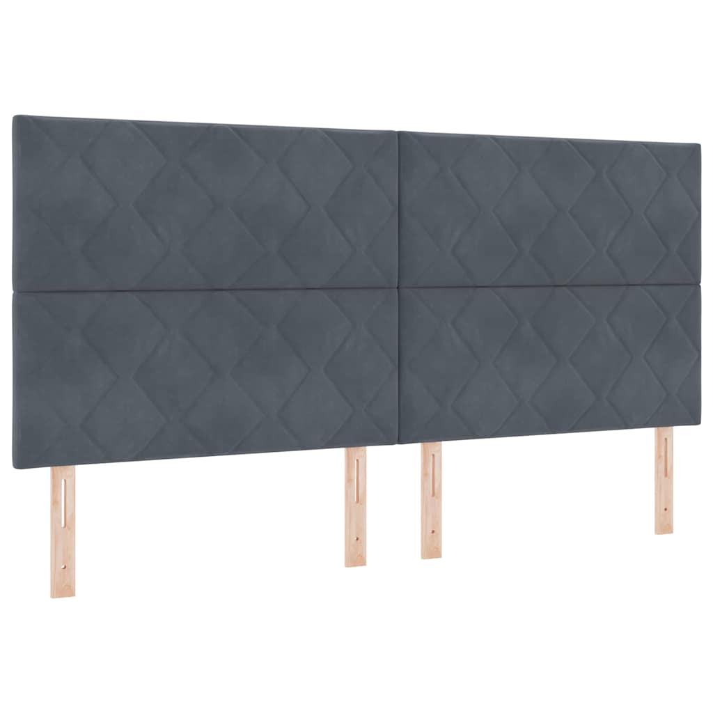 vidaXL LED Κρεβάτι με βάθρο Σκούρο Γκρι 200 x 200 cm Βελούδο