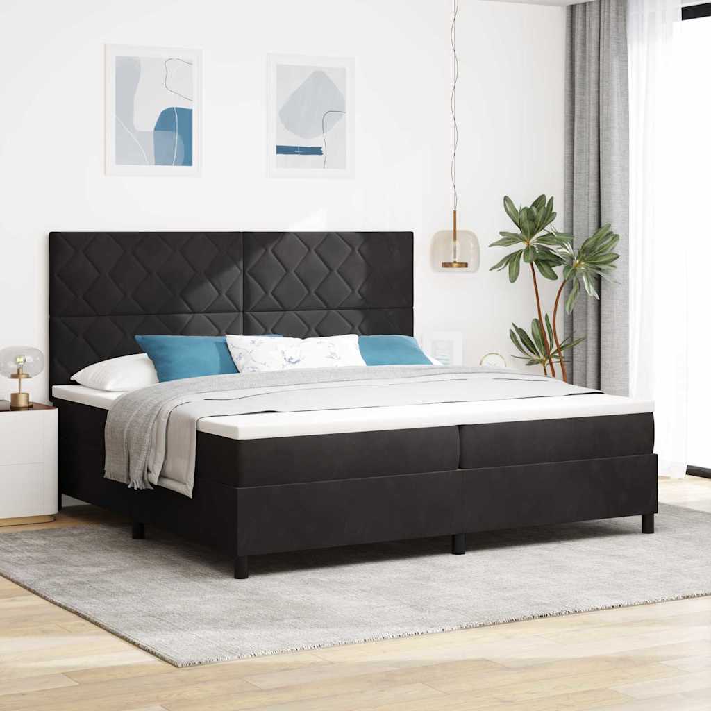 vidaXL LED Κρεβάτι με βάθρο με κεφαλάρι Μαύρο 200 x 200 cm Βελούδο
