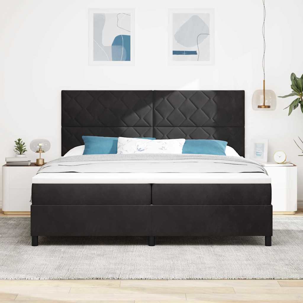 vidaXL LED Κρεβάτι με βάθρο με κεφαλάρι Μαύρο 200 x 200 cm Βελούδο