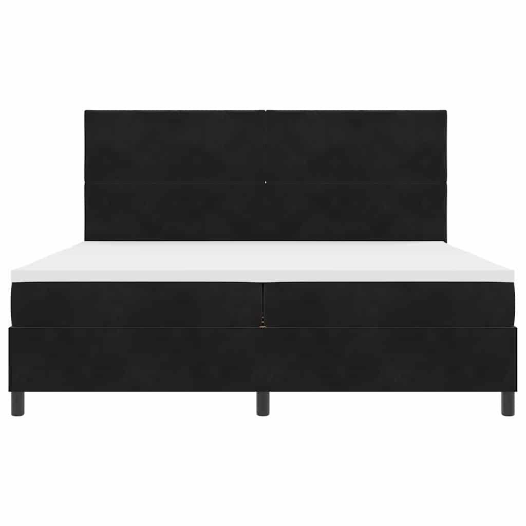 vidaXL LED Κρεβάτι με βάθρο με κεφαλάρι Μαύρο 200 x 200 cm Βελούδο