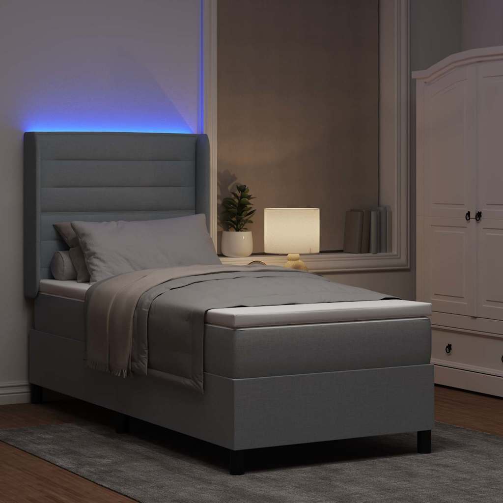 vidaXL LED Κρεβάτι με βάθρο με στρώμα Ανοιχτό γκρι 80 x 200 cm ύφασμα