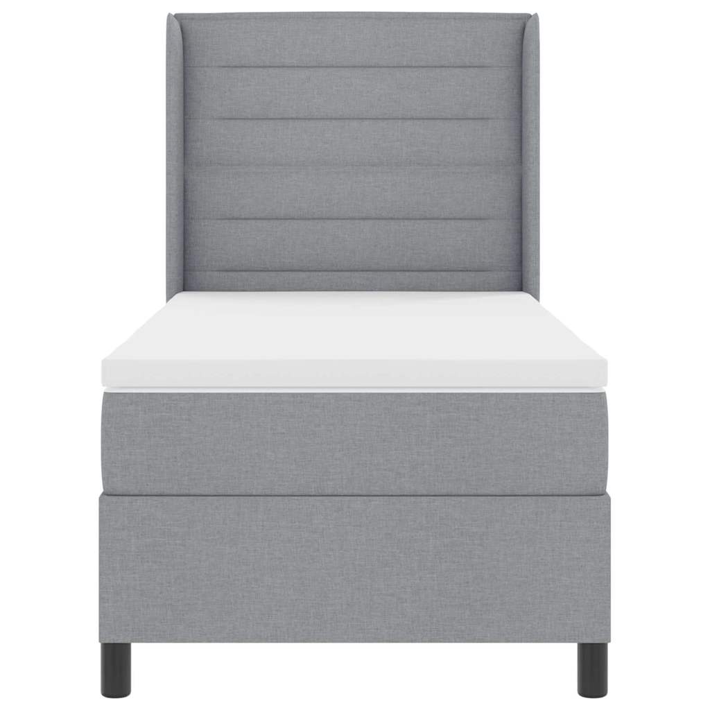 vidaXL LED Κρεβάτι με βάθρο με στρώμα Ανοιχτό γκρι 90 x 190 cm ύφασμα