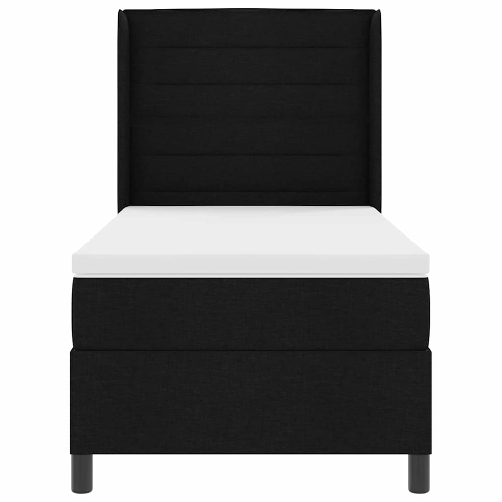 vidaXL LED Κρεβάτι με βάθρο με στρώμα Μαύρο 90 x 200 cm ύφασμα
