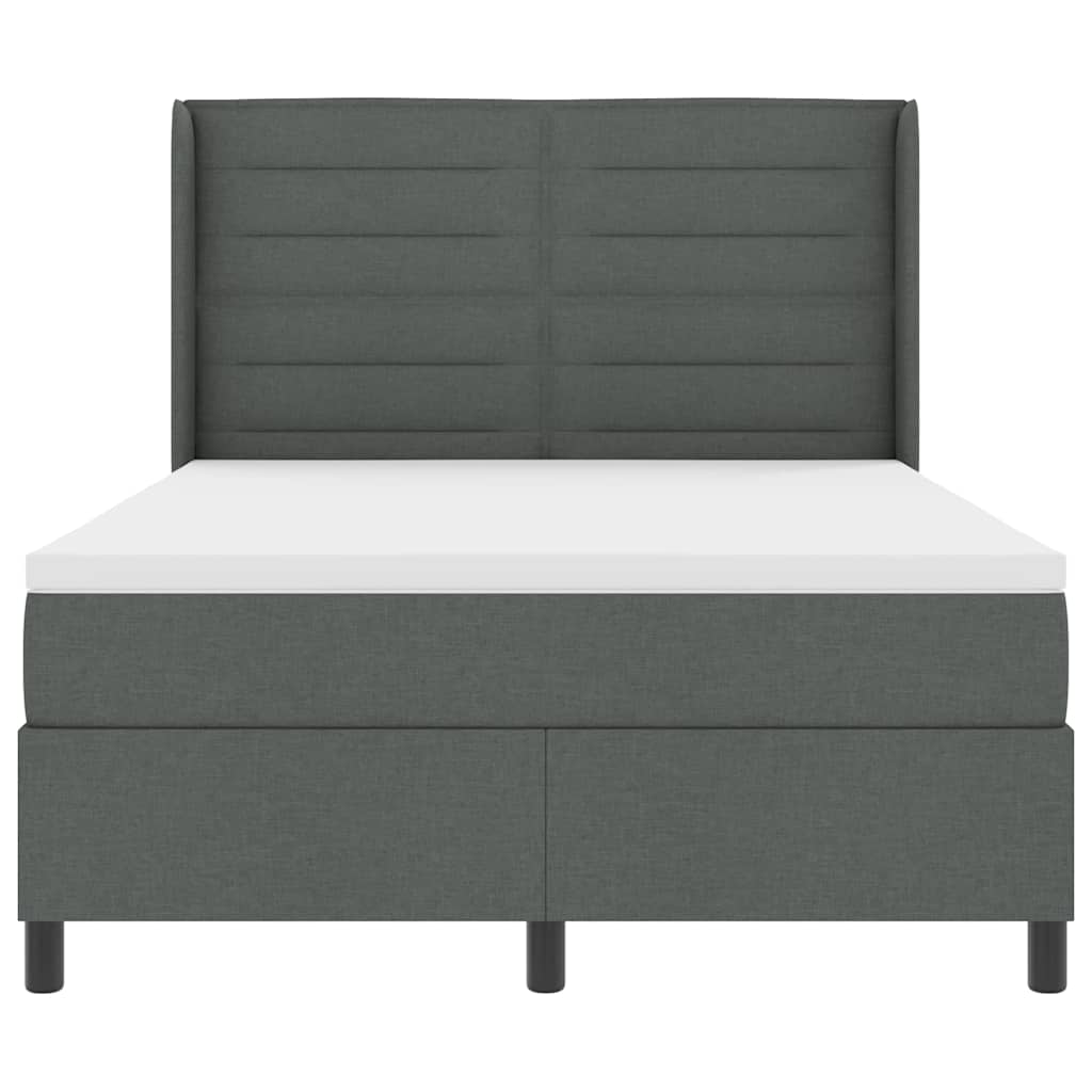 vidaXL LED Κρεβάτι με βάθρο με στρώμα Σκούρο Γκρι 140 x 190 cm ύφασμα