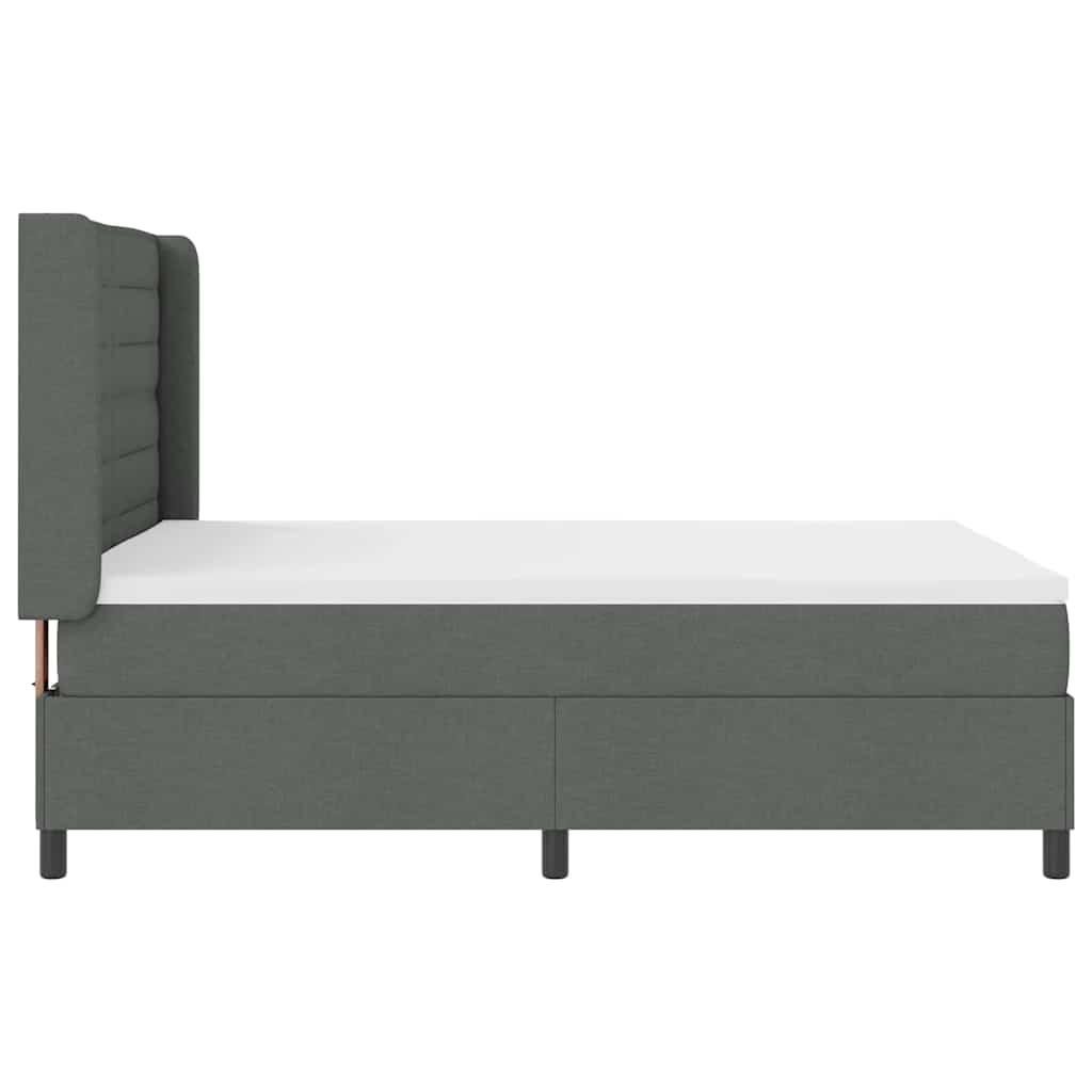 vidaXL LED Κρεβάτι με βάθρο με στρώμα Σκούρο Γκρι 140 x 190 cm ύφασμα