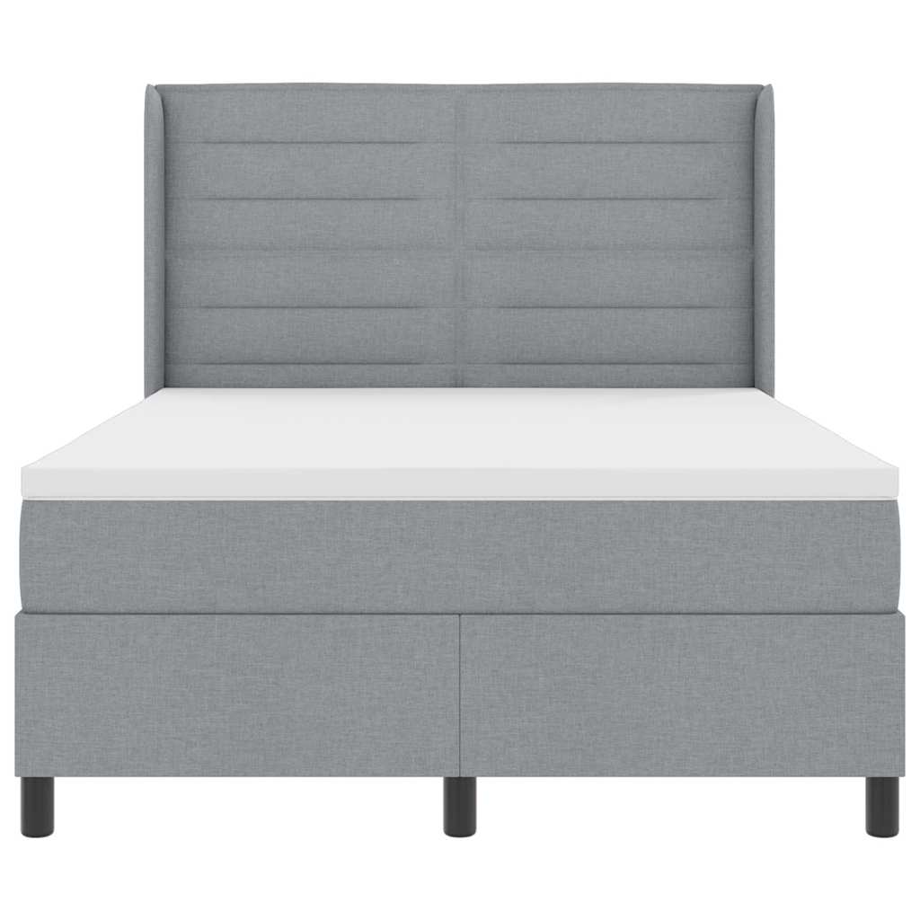 vidaXL LED Κρεβάτι με βάθρο με στρώμα Ανοιχτό γκρι 140 x 200 cm ύφασμα