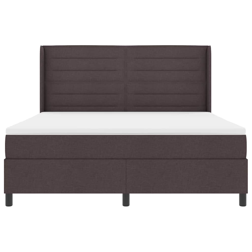 vidaXL LED Κρεβάτι με βάθρο με στρώμα Σκούρο Καφέ 180 x 200 cm ύφασμα