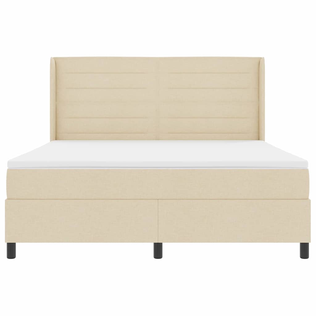 vidaXL LED Κρεβάτι με βάθρο με στρώμα Κρεμ 180 x 200 cm ύφασμα