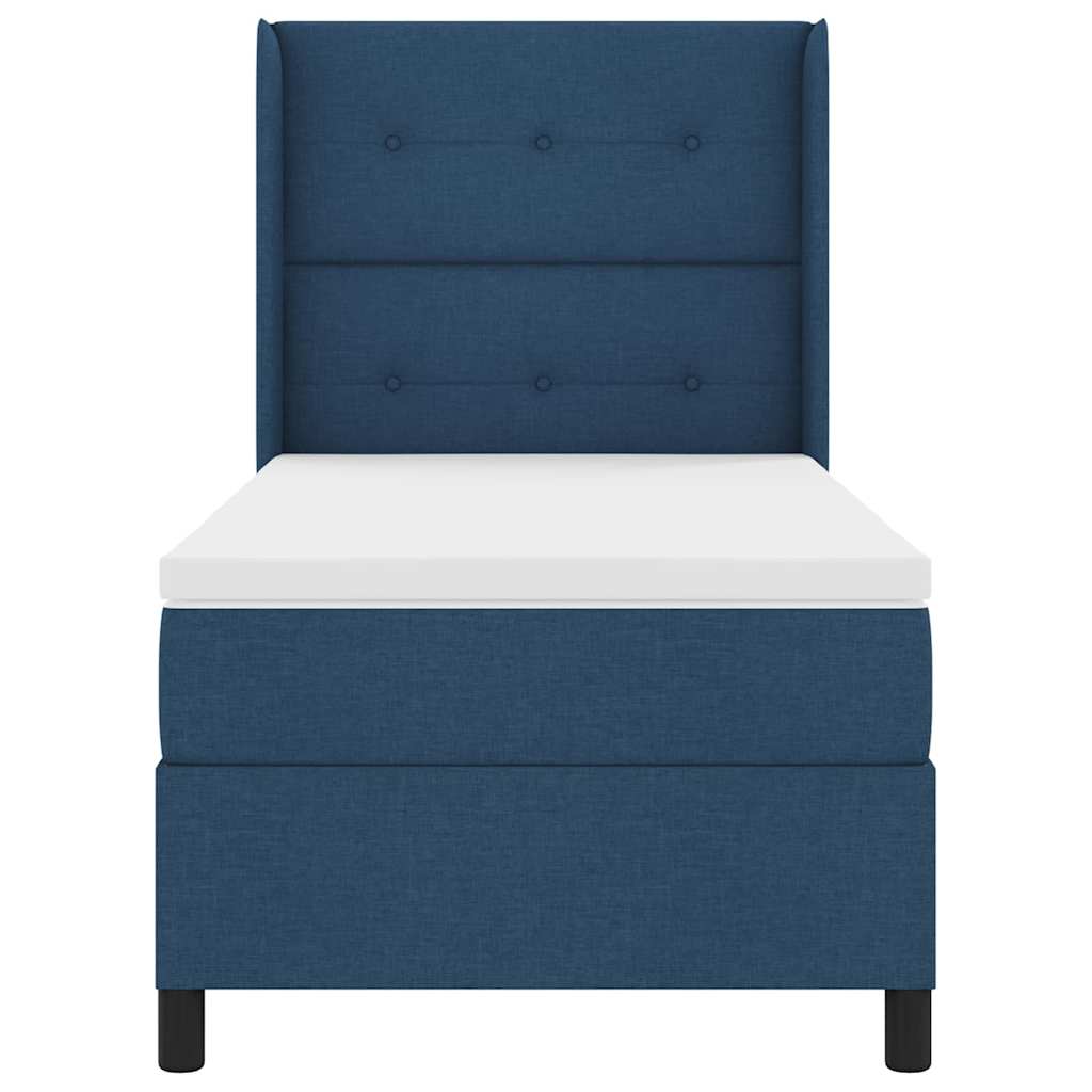 vidaXL LED Κρεβάτι με βάθρο με στρώμα Μπλε 80 x 200 cm ύφασμα