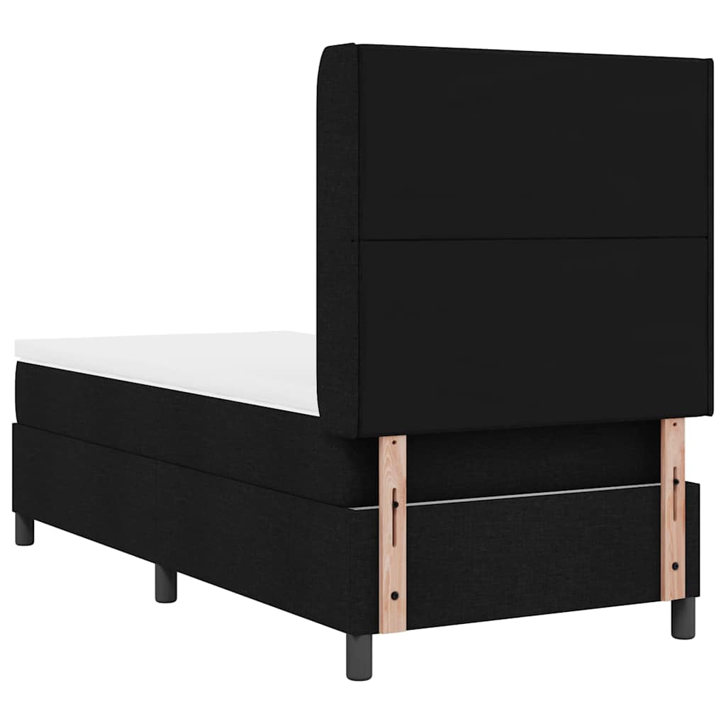vidaXL LED Κρεβάτι με βάθρο με στρώμα Μαύρο 90 x 190 cm ύφασμα