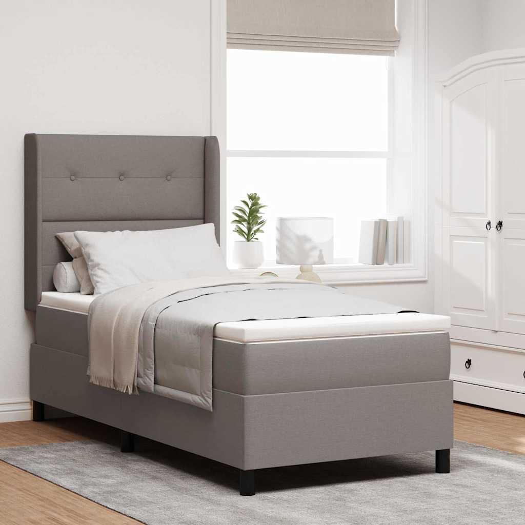 vidaXL LED Κρεβάτι με βάθρο με στρώμα Taupe 90 x 200 cm ύφασμα