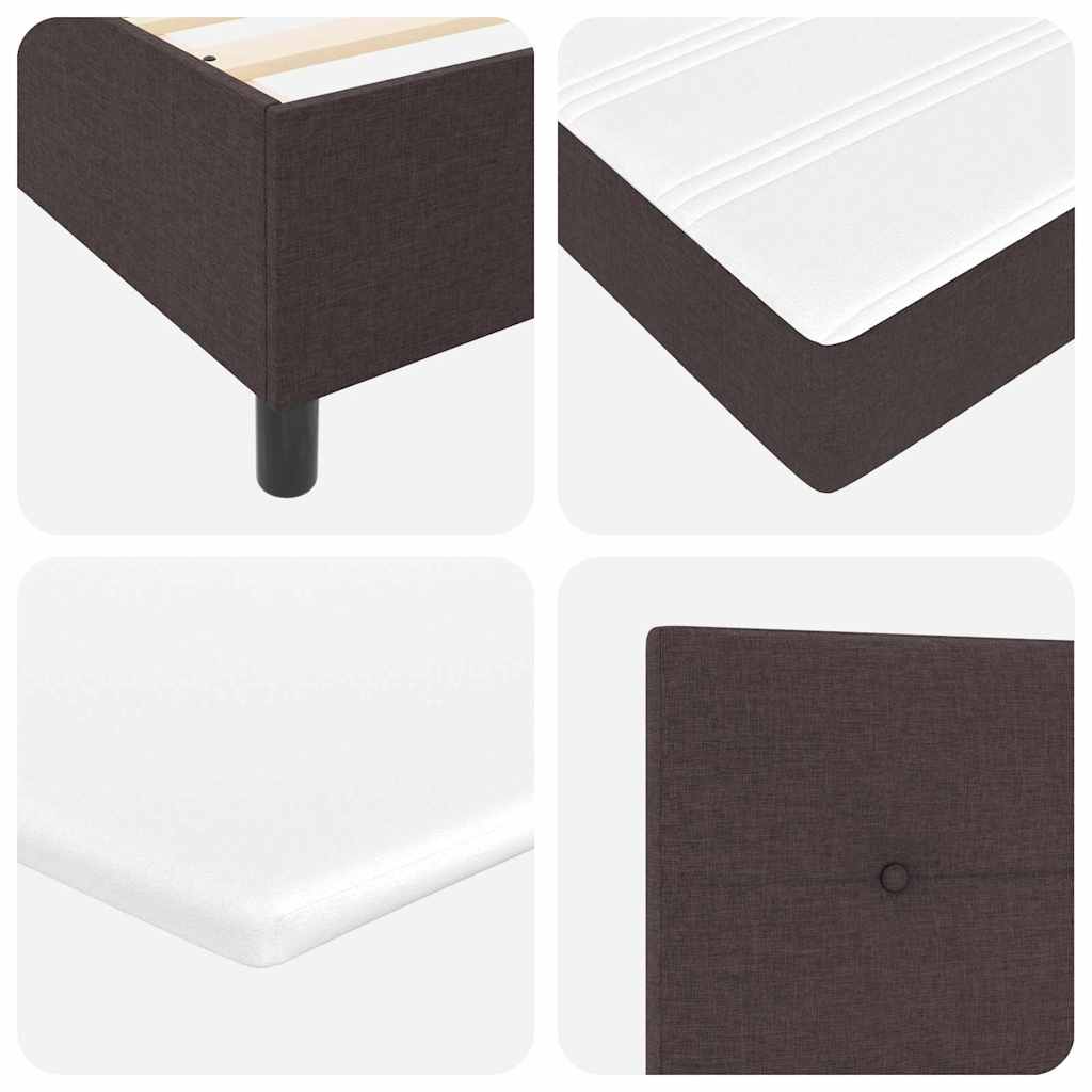 vidaXL LED Κρεβάτι με βάθρο Σκούρο Καφέ 100 x 200 cm ύφασμα