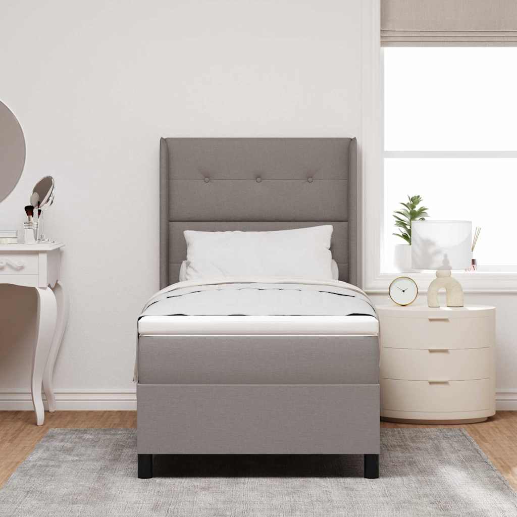 vidaXL LED Κρεβάτι με βάθρο με κεφαλάρι Taupe 100 x 200 cm ύφασμα