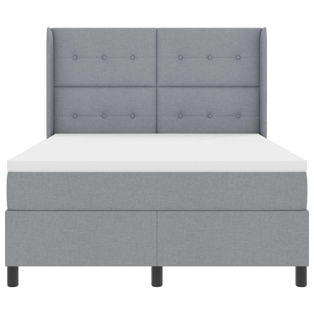 vidaXL LED Κρεβάτι με βάθρο με στρώμα Ανοιχτό γκρι 140 x 190 cm ύφασμα