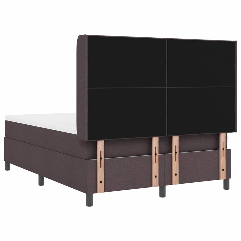 vidaXL LED Κρεβάτι με βάθρο με στρώμα Σκούρο Καφέ 140 x 190 cm ύφασμα