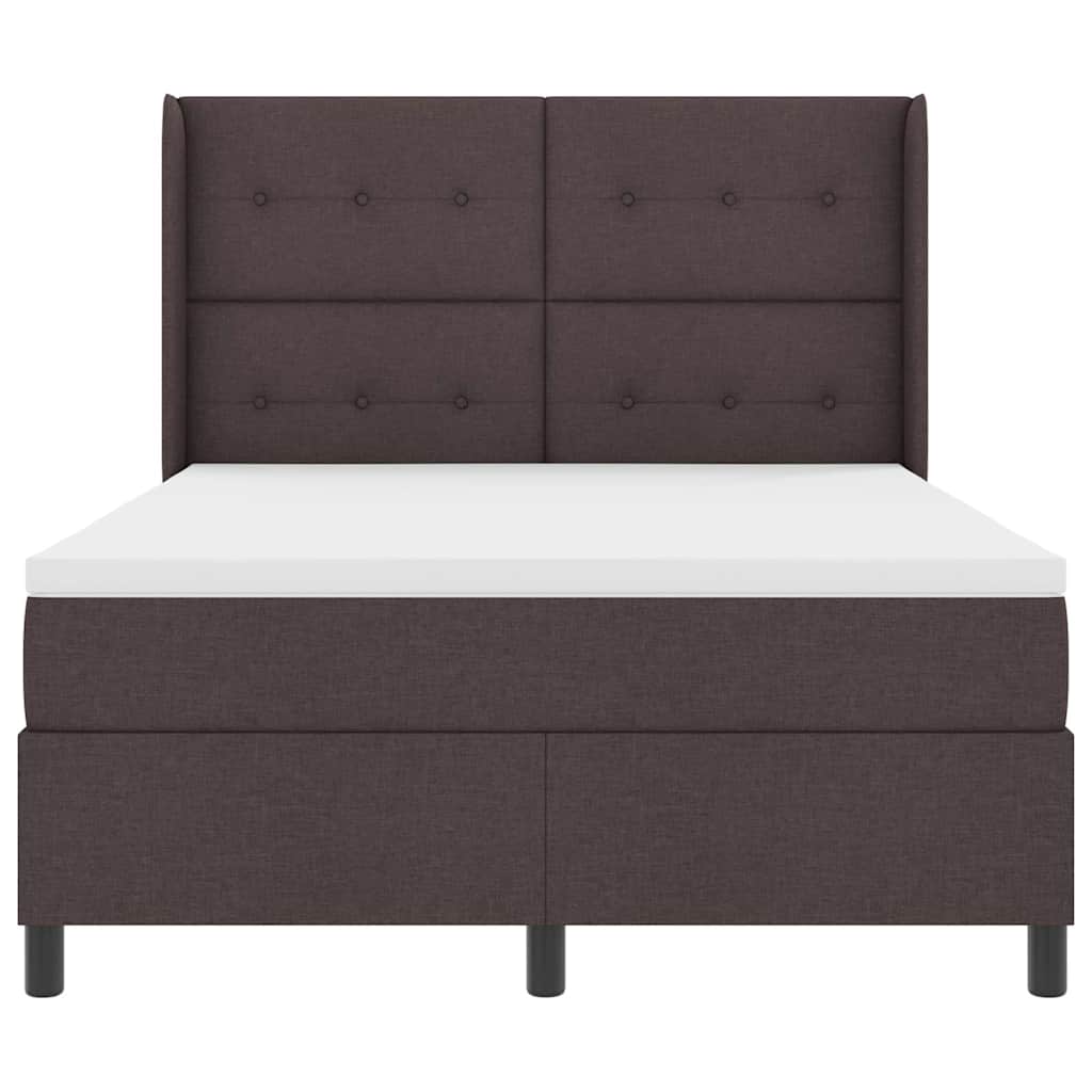 vidaXL LED Κρεβάτι με βάθρο με στρώμα Σκούρο Καφέ 140 x 190 cm ύφασμα
