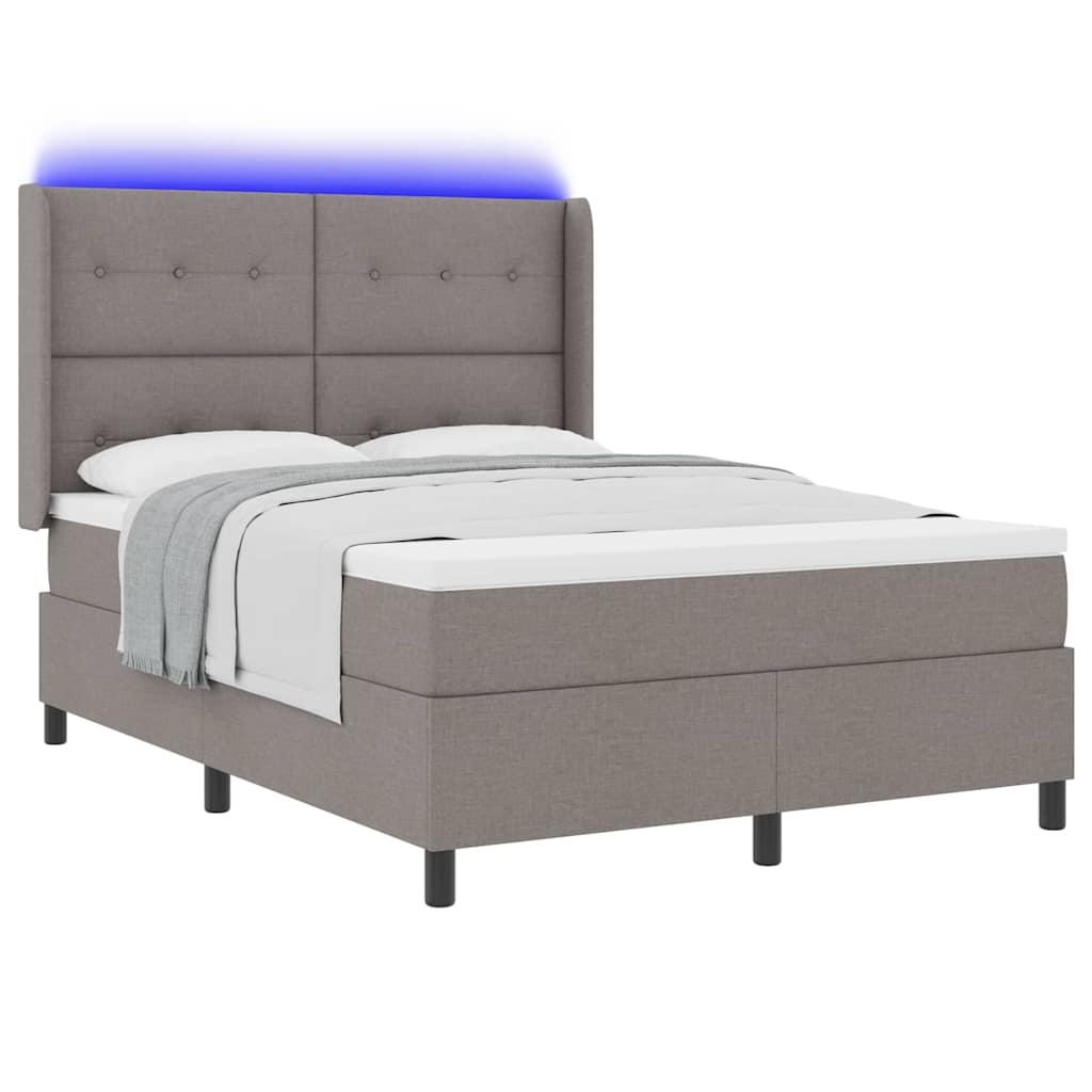 vidaXL LED Κρεβάτι με βάθρο με στρώμα Taupe 140 x 190 cm ύφασμα