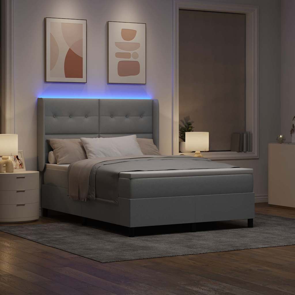 vidaXL LED Κρεβάτι με βάθρο Ανοιχτό γκρι 160 x 200 cm ύφασμα