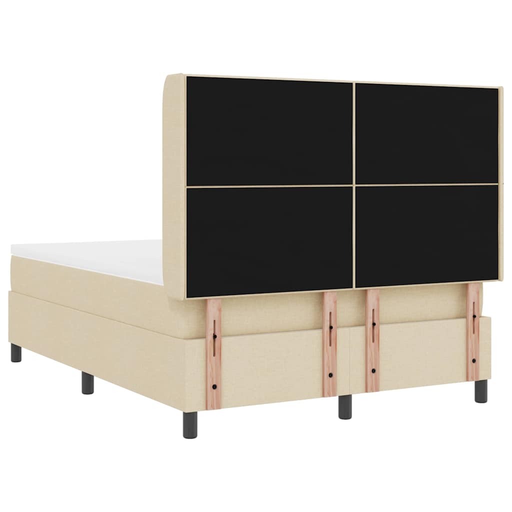 vidaXL LED Κρεβάτι με βάθρο με στρώμα Κρεμ 160 x 200 cm ύφασμα