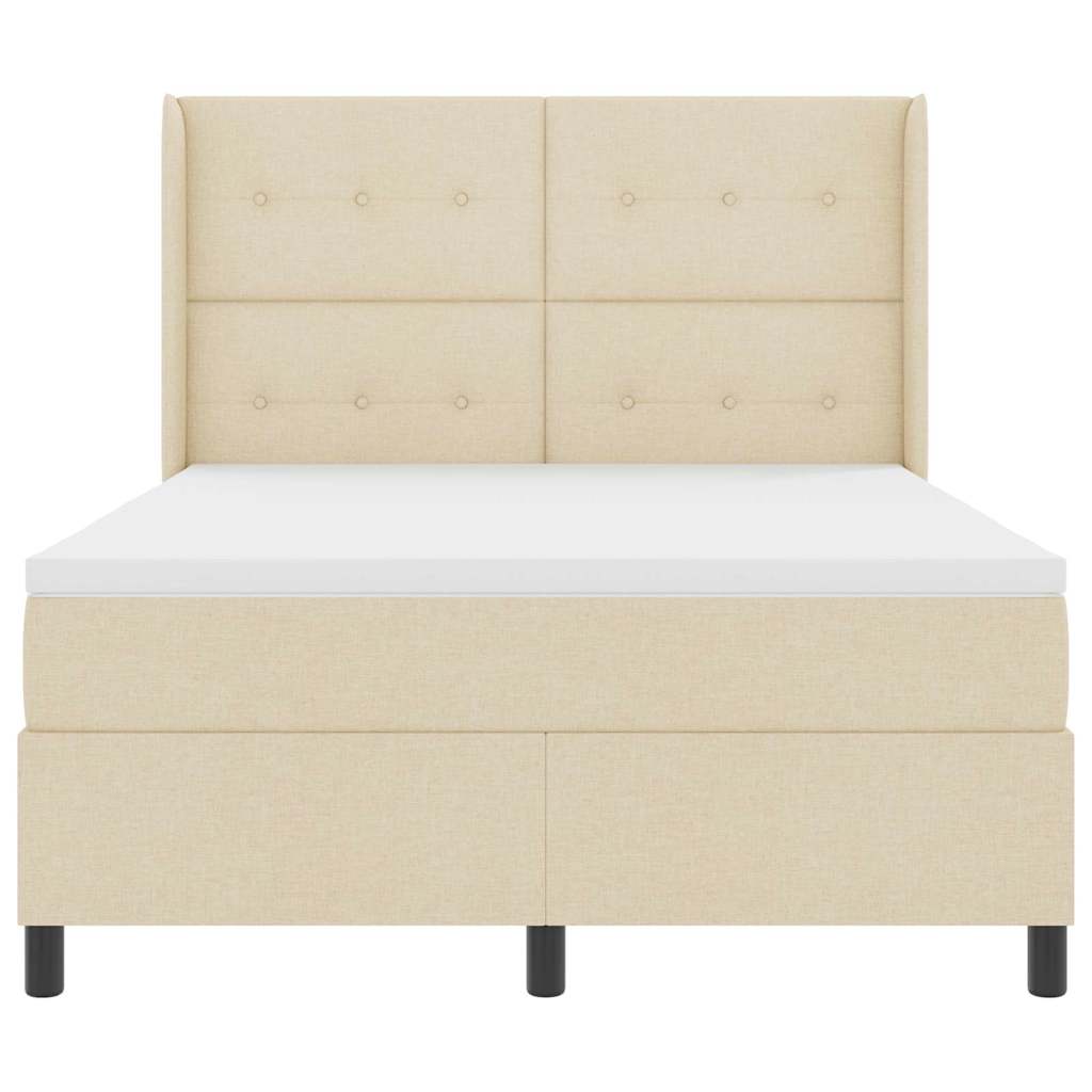 vidaXL LED Κρεβάτι με βάθρο με στρώμα Κρεμ 160 x 200 cm ύφασμα