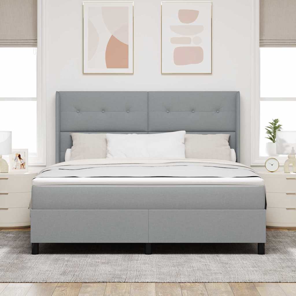 vidaXL LED Κρεβάτι με βάθρο Ανοιχτό γκρι 180 x 200 cm ύφασμα