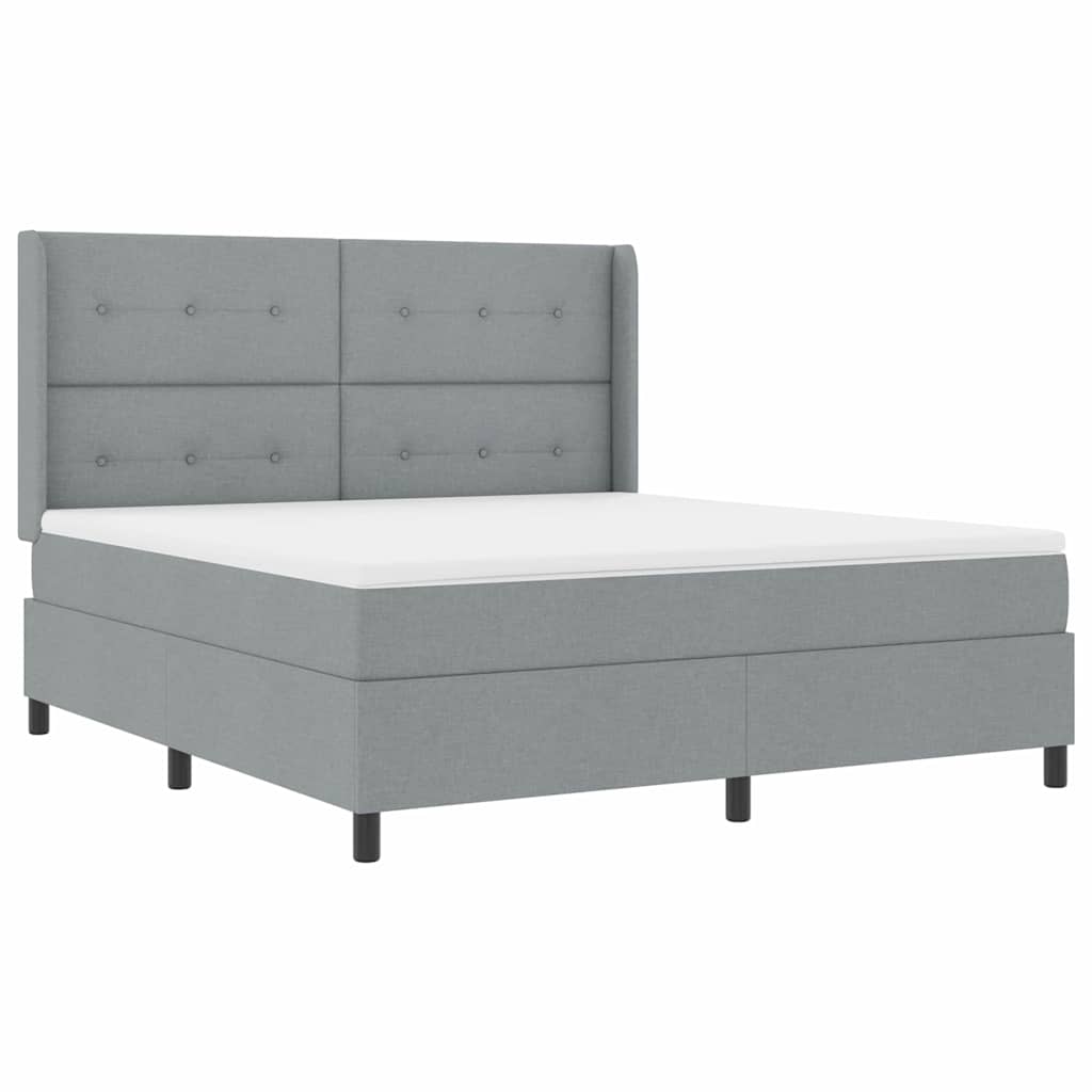 vidaXL LED Κρεβάτι με βάθρο Ανοιχτό γκρι 180 x 200 cm ύφασμα