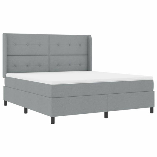 vidaXL LED Κρεβάτι με βάθρο Ανοιχτό γκρι 180 x 200 cm ύφασμα