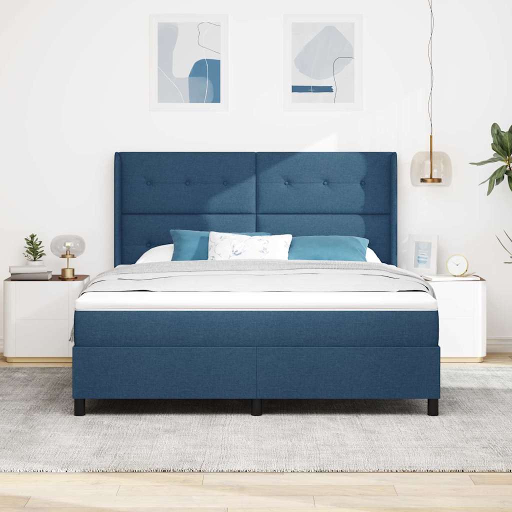 vidaXL LED Κρεβάτι με βάθρο με κεφαλάρι Μπλε 180 x 200 cm ύφασμα