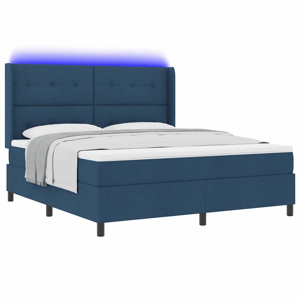 vidaXL LED Κρεβάτι με βάθρο με κεφαλάρι Μπλε 180 x 200 cm ύφασμα