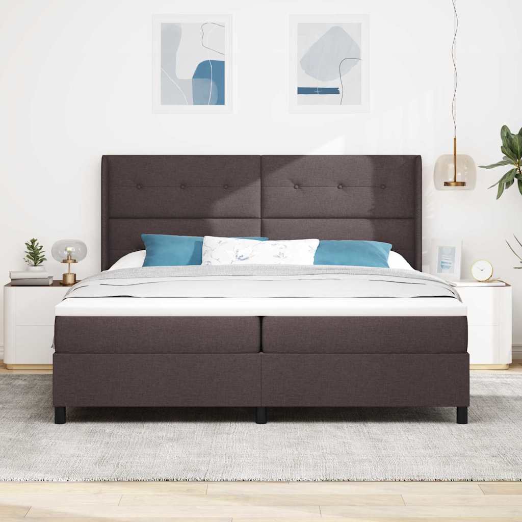 vidaXL LED Κρεβάτι με βάθρο Σκούρο Καφέ 200 x 200 cm ύφασμα